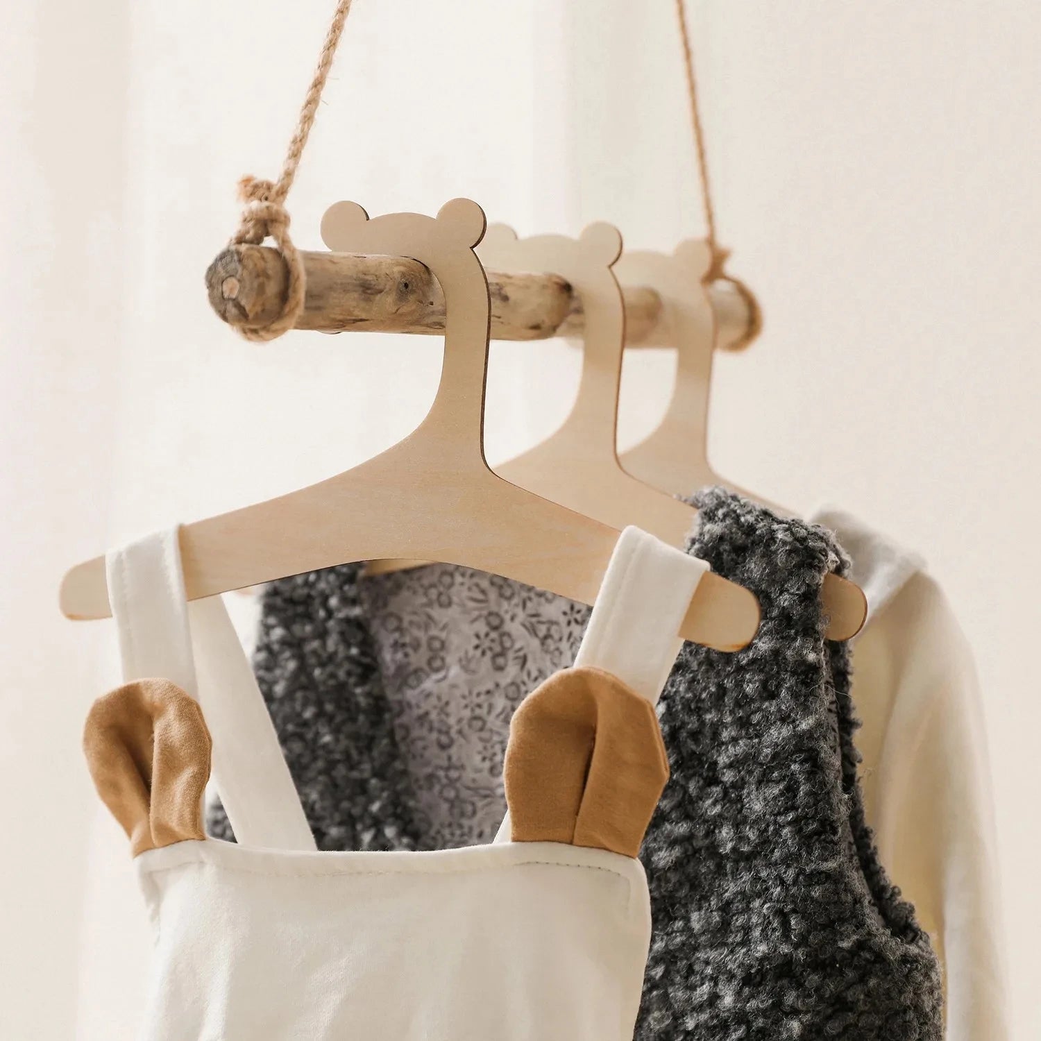 Wooden Baby Clothes Hangers Nursery Kids Wardrobe Organizer Set - 2