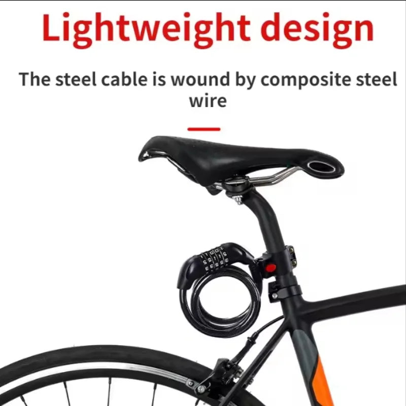5 Digit Bicycle Cable Lock Anti Theft Bike Security Password Coil Cable