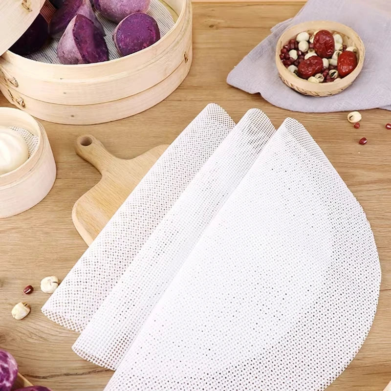 5pcs Reusable Silicone Steamer Mesh Pads Non-Stick Bamboo Liner Mats - 13