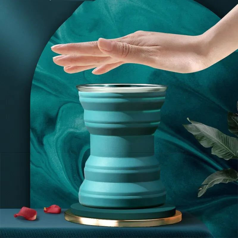 Portable Silicone Collapsible Cup Foldable Travel Mug for Hot Drinks