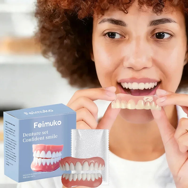 Silicone Temporary Dentures Full Set Fake Teeth