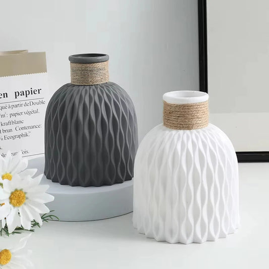 Modern Nordic Rope Plastic Flower Vase Decorative Desktop Ornament