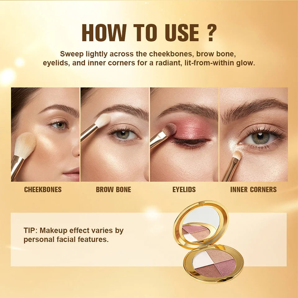 2-in-1 Highlighting Eye & Cheek Palette Shimmer Makeup Powder