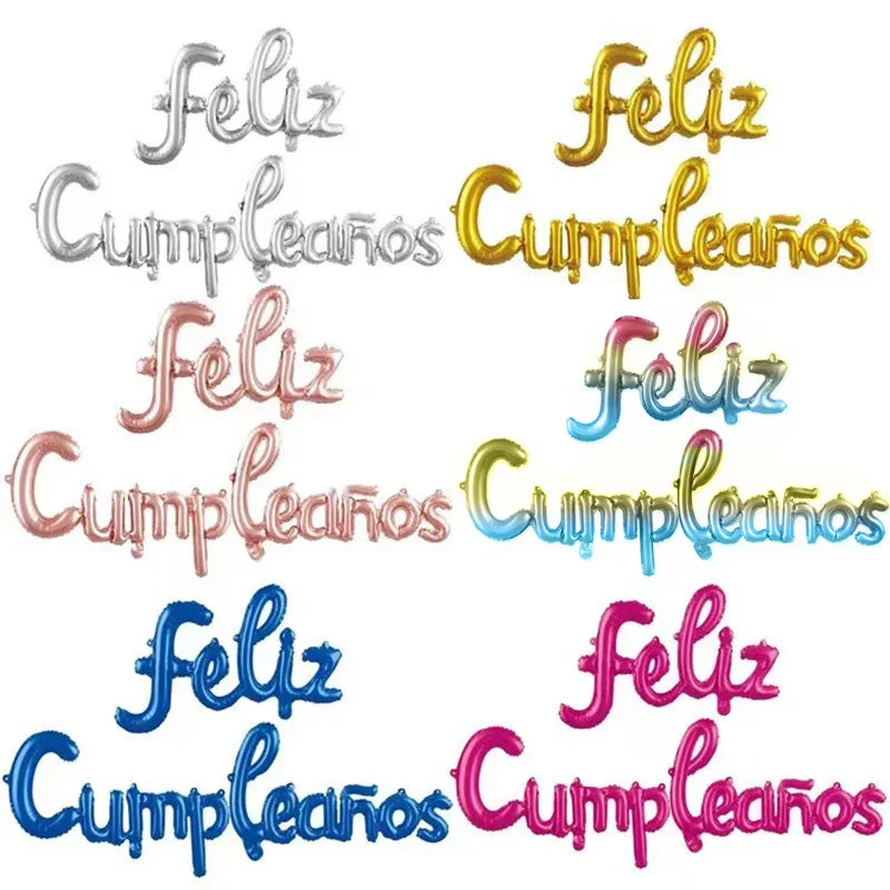 16 Inch Spanish Happy Birthday Foil Balloon Set Party Decoration