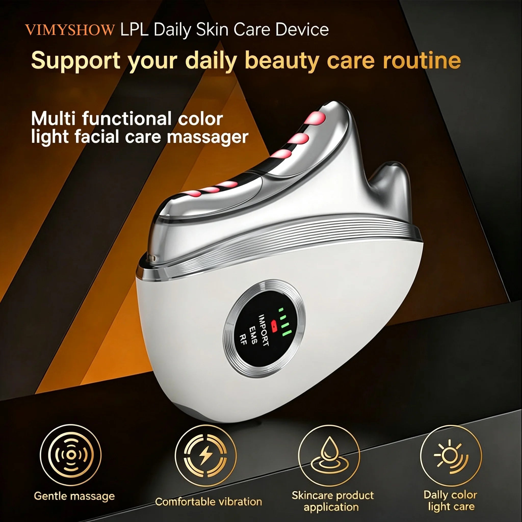 3 in 1 LED Facial Massager Microcurrent Face Contour Wand Skincare Tool - 1