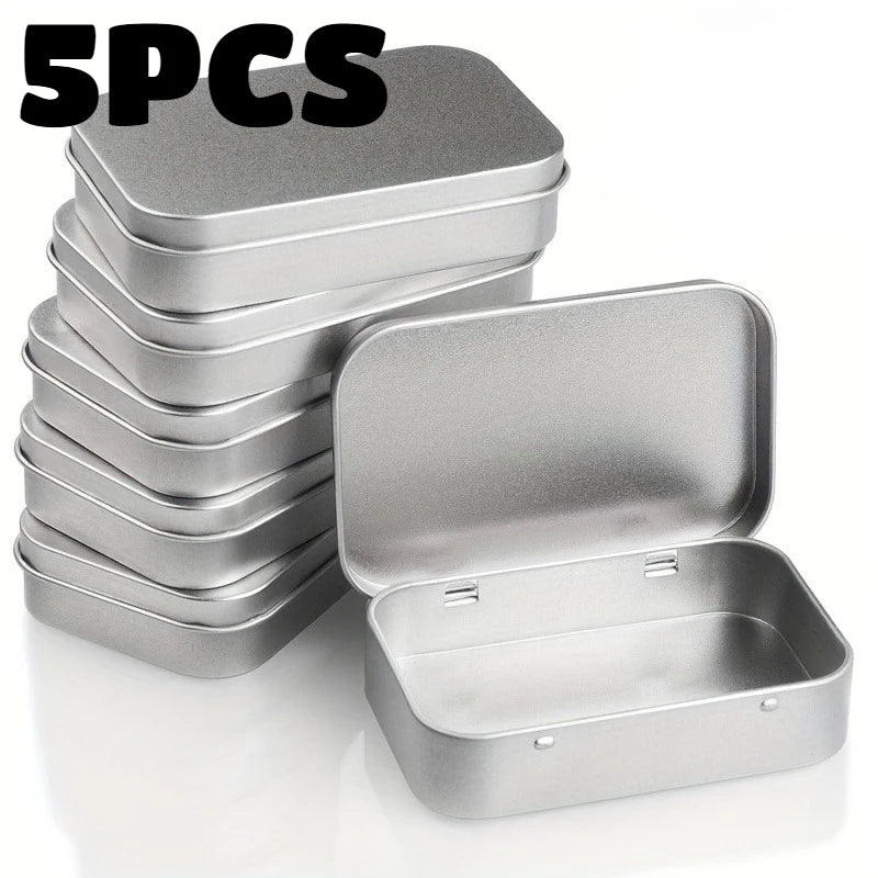 10pc Metal Tin Storage Box Rectangular Hinged Container for Small Items
