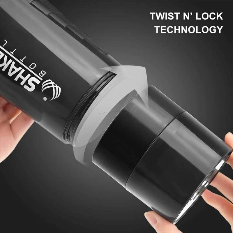 3-Layer Protein Shaker Bottle Leak Proof Fitness Mixer Cup 600ml