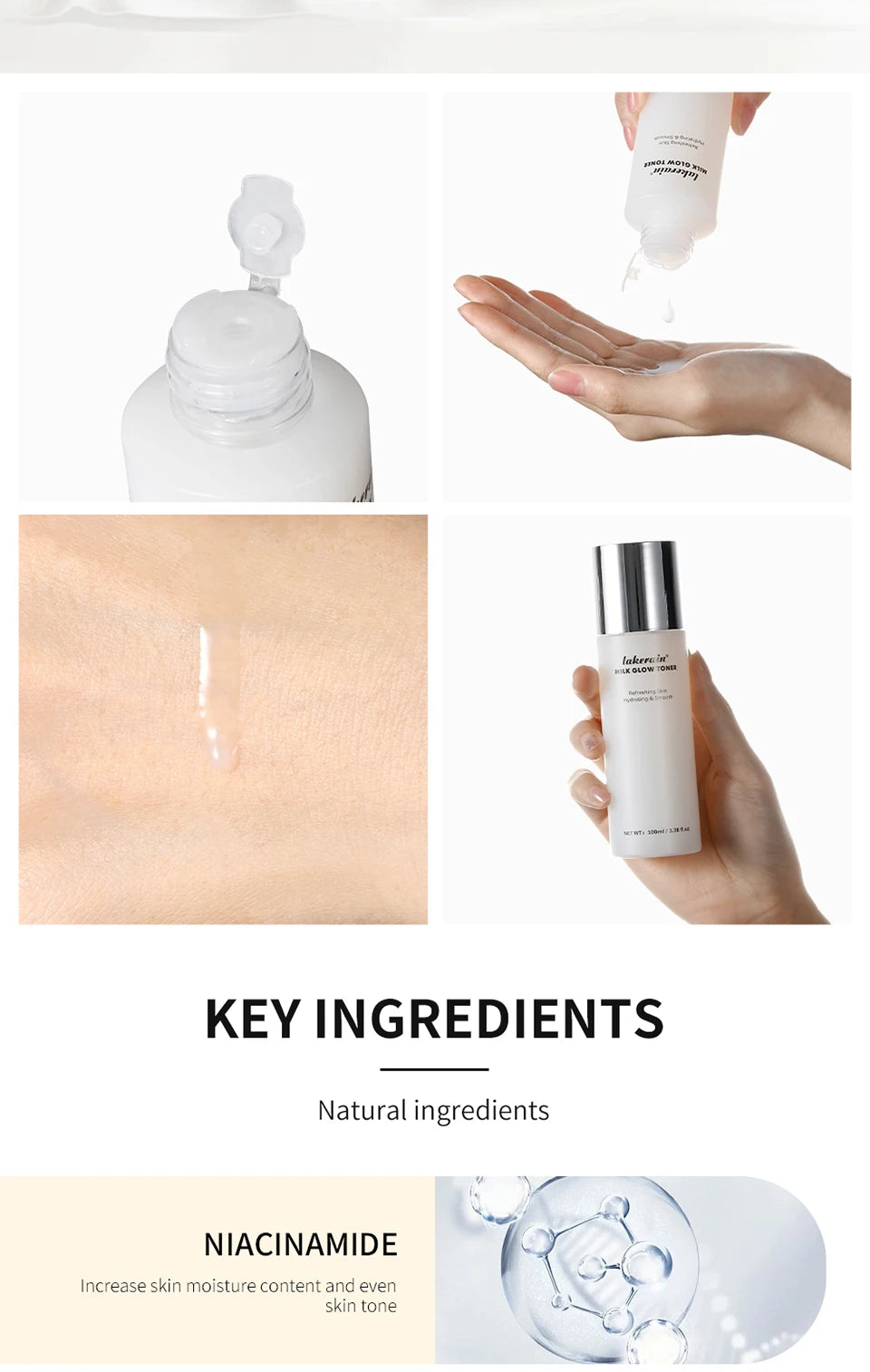 Milk Glow Toner Brightening Skin Care Face Hydration