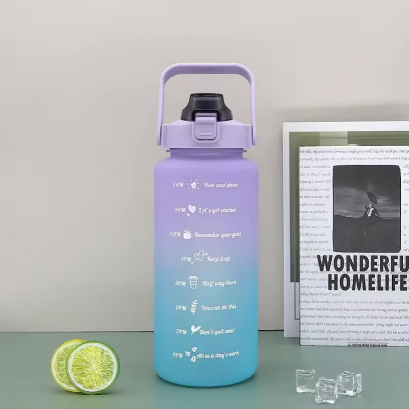 Motivational Water Bottle with Time Marker Leakproof Sport Fitness Jug - 10