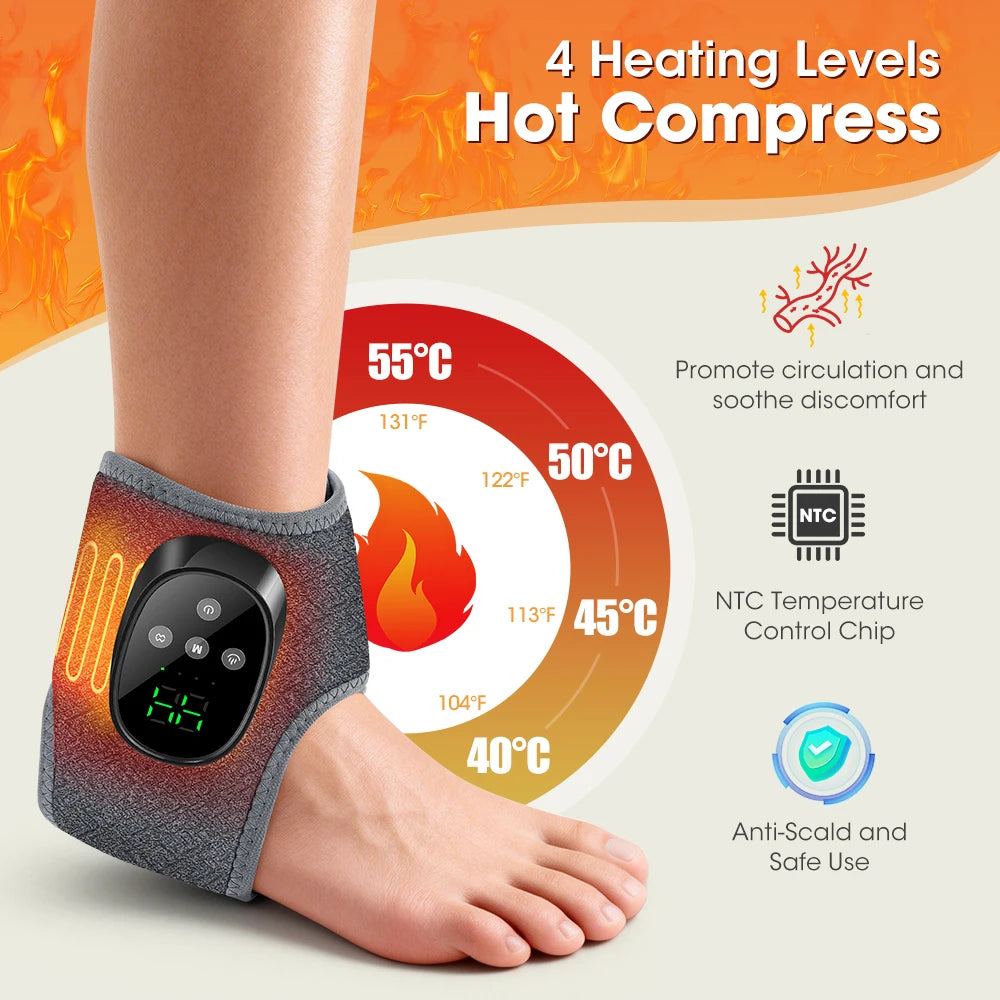 Cordless Heated Ankle Massager Portable Foot Relaxation Wrap - 8