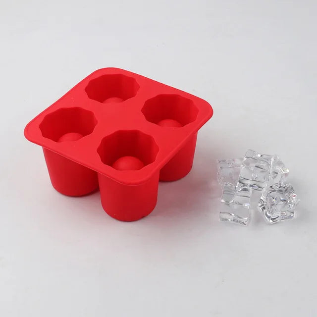 4 Cup Silicone Ice Shot Glass Mold Tray for Whiskey and Cocktails