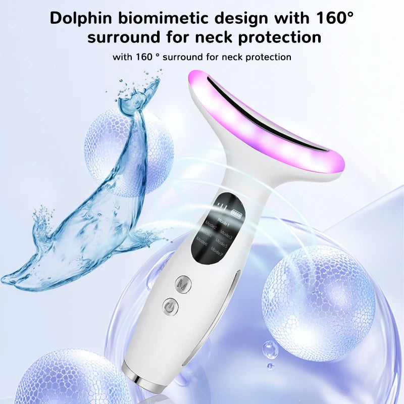7 Colors LED Neck Beauty Device Microcurrent Face Massager Skin Tool