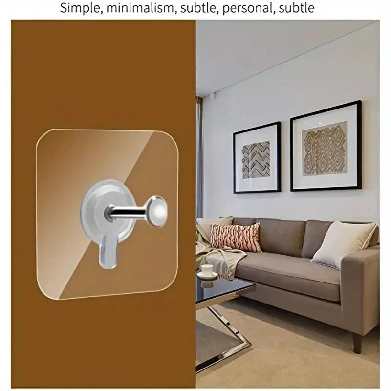 10 Pack Adhesive Wall Hooks Non Marking Picture Frame Hanger Set - 2