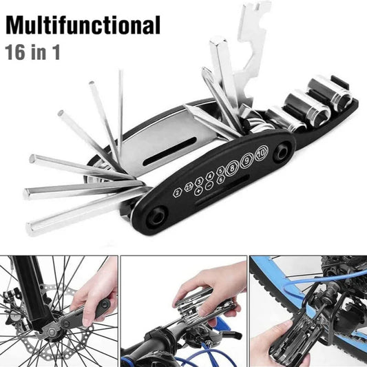 16-in-1 Bike Multitool Portable Cycling Repair Kit for Mountain Road Bikes
