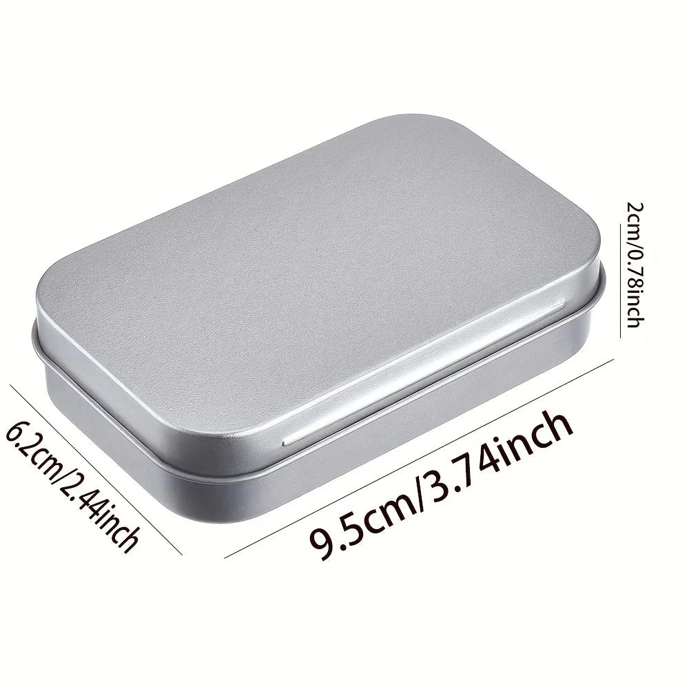 10pc Metal Tin Storage Box Rectangular Hinged Container for Small Items