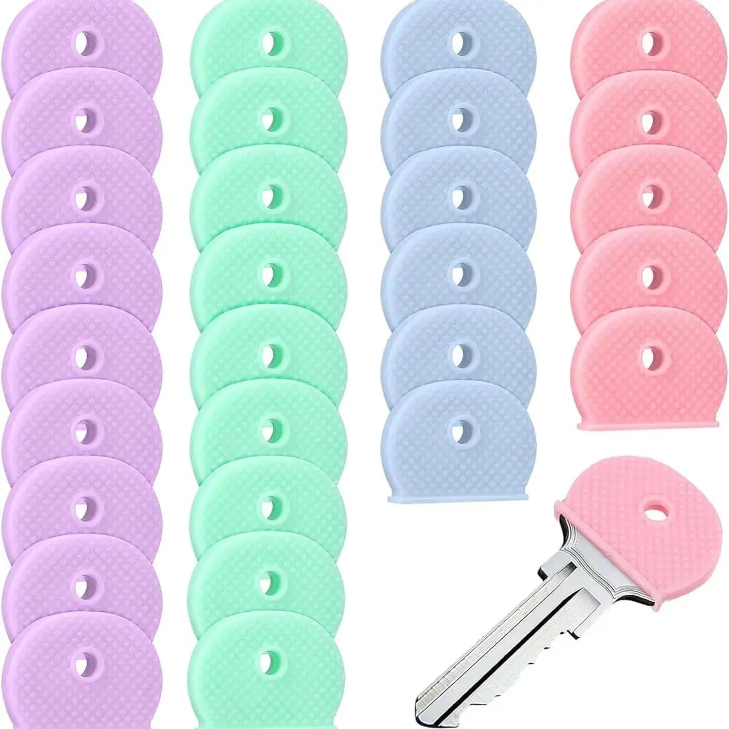 Silicone Key Covers Protective Cap Set for Keyring Identification - 7
