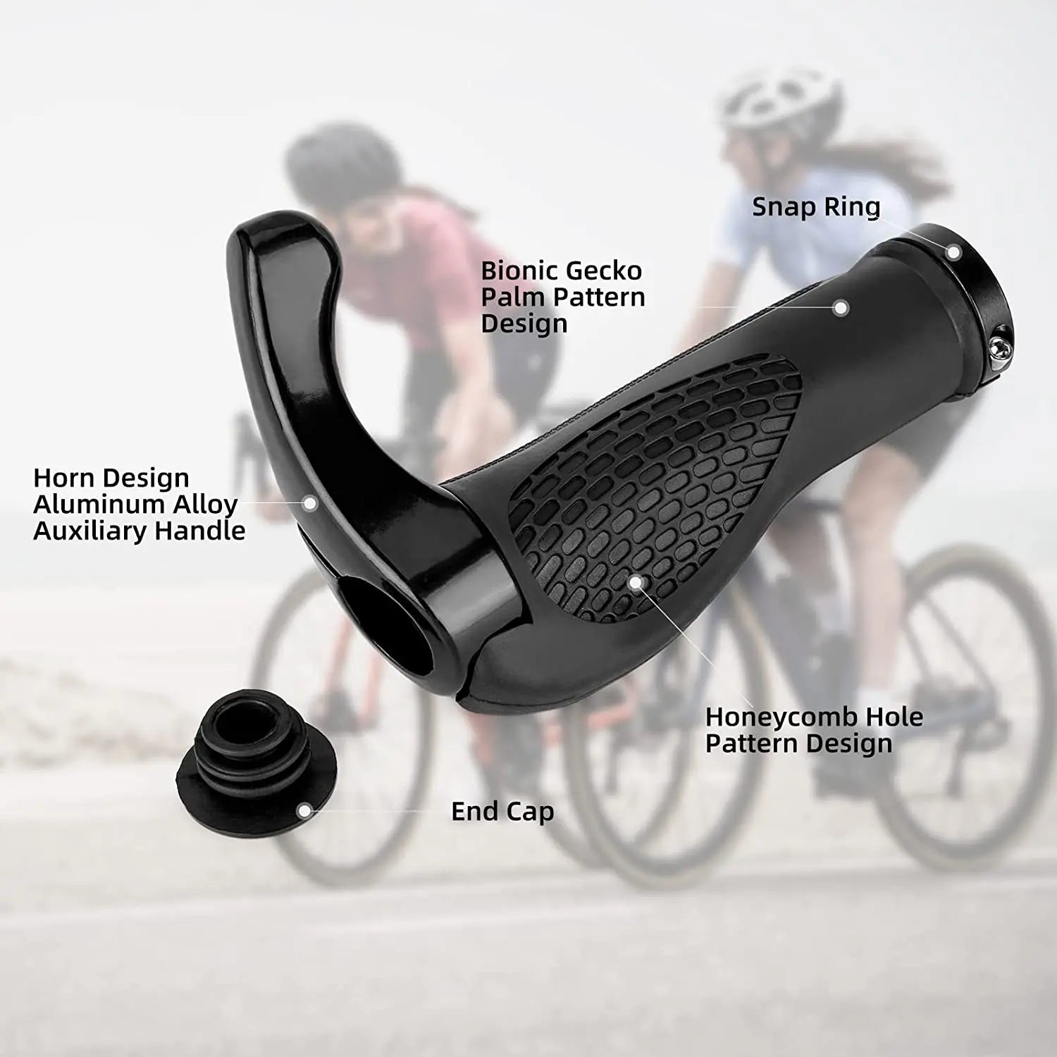 Ergonomic MTB Bicycle Handlebar Grips with Aluminum Alloy Bar Ends - 5