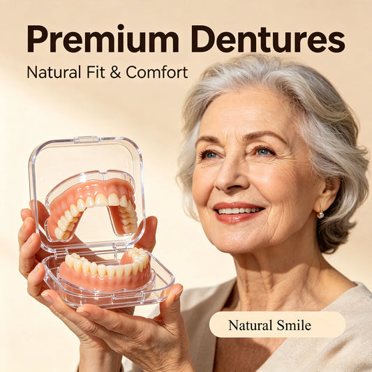 Flexible Silicone Dentures Upper Lower Fake Teeth Kit Natural Smile