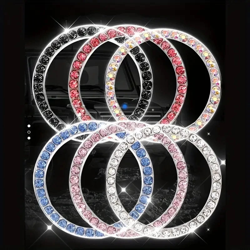 Car Engine Start Stop Button Ring Bling Rhinestone Ignition Trim