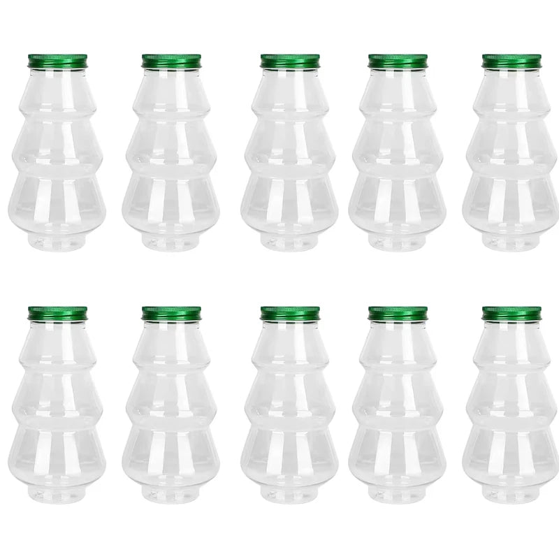 500ml Snowman Christmas Milk Juice Bottles Reusable Plastic Drink Cups - 20