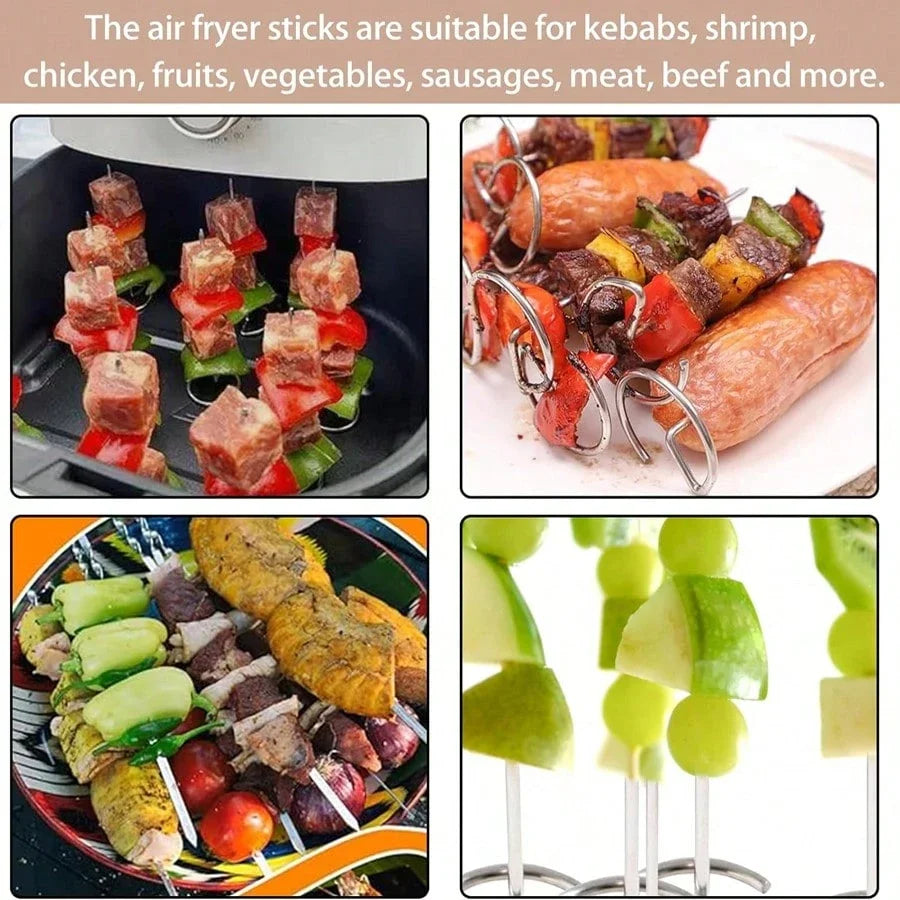 Stainless Steel Kabob Skewers Reusable BBQ Grilling Sticks Set - 14