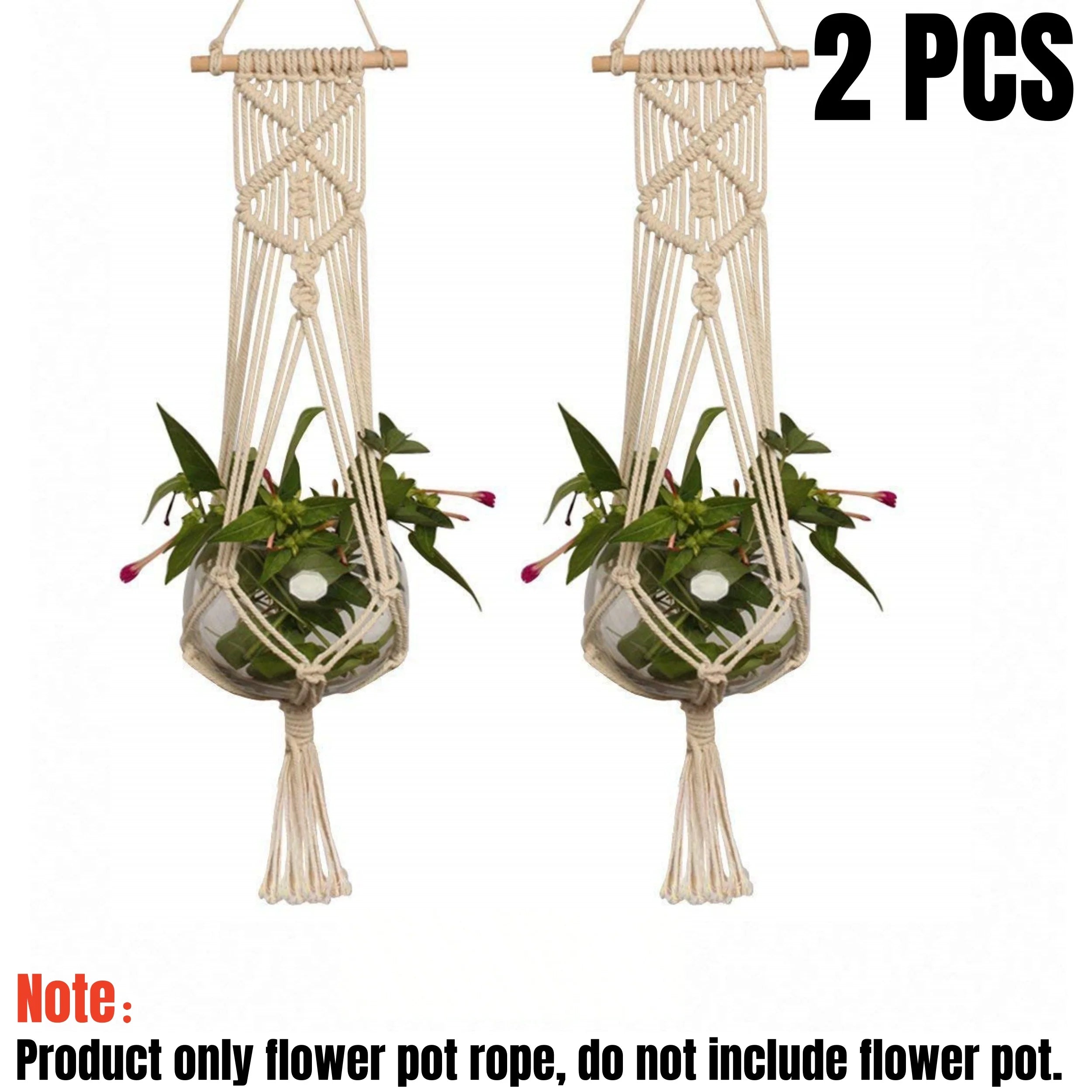 Handmade Macrame Plant Hanger Cotton Rope Wall Hanging Flower Pot Holder - 11