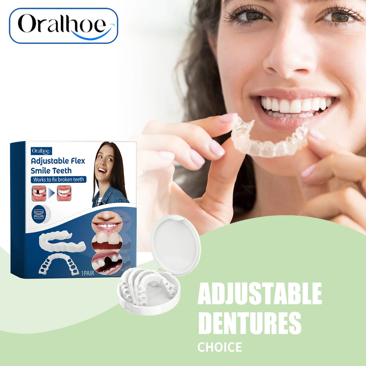 Adjustable Snap On Dentures Fake Teeth Veneers