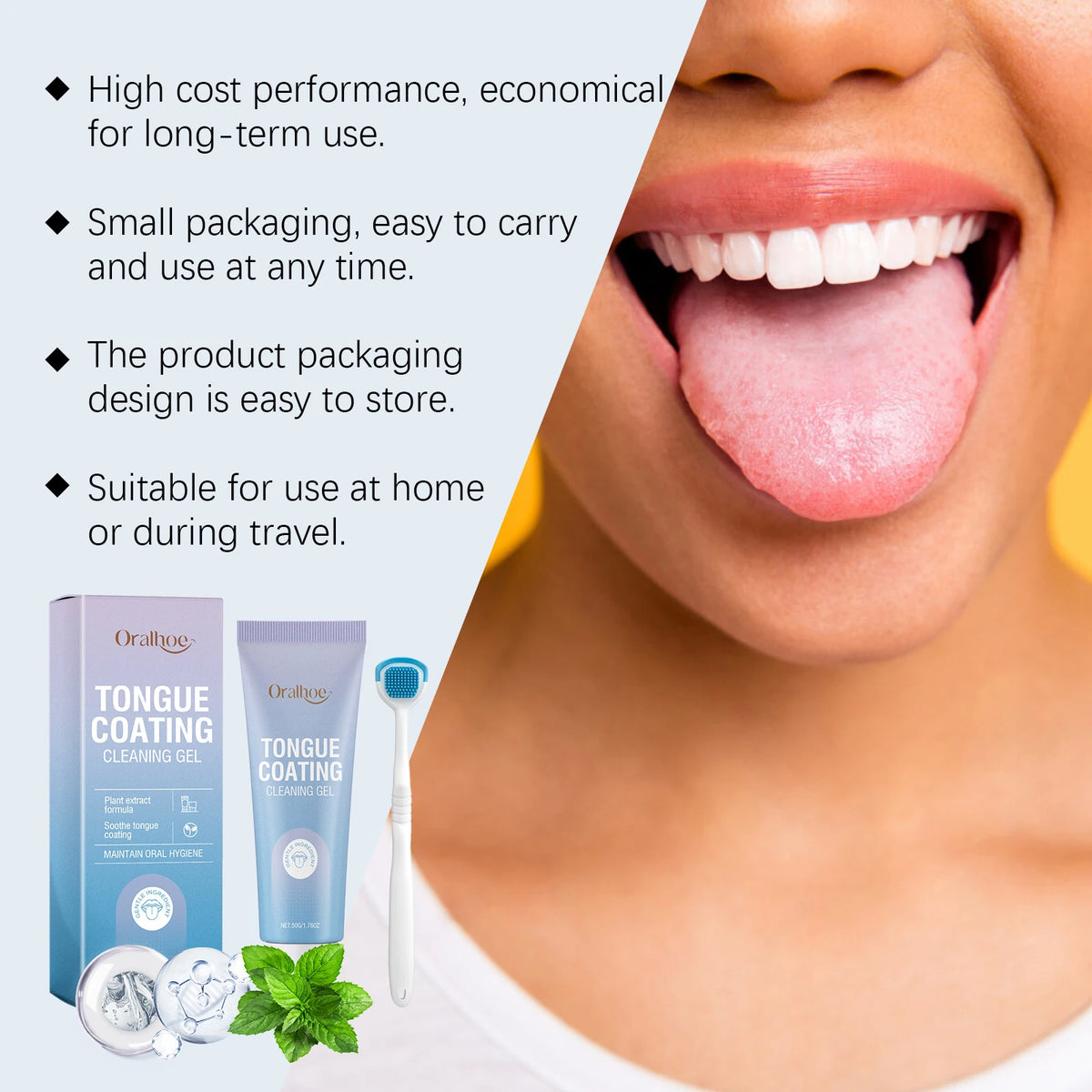 Tongue Cleaner Gel And Scraper Fresh Breath Oral Care Set