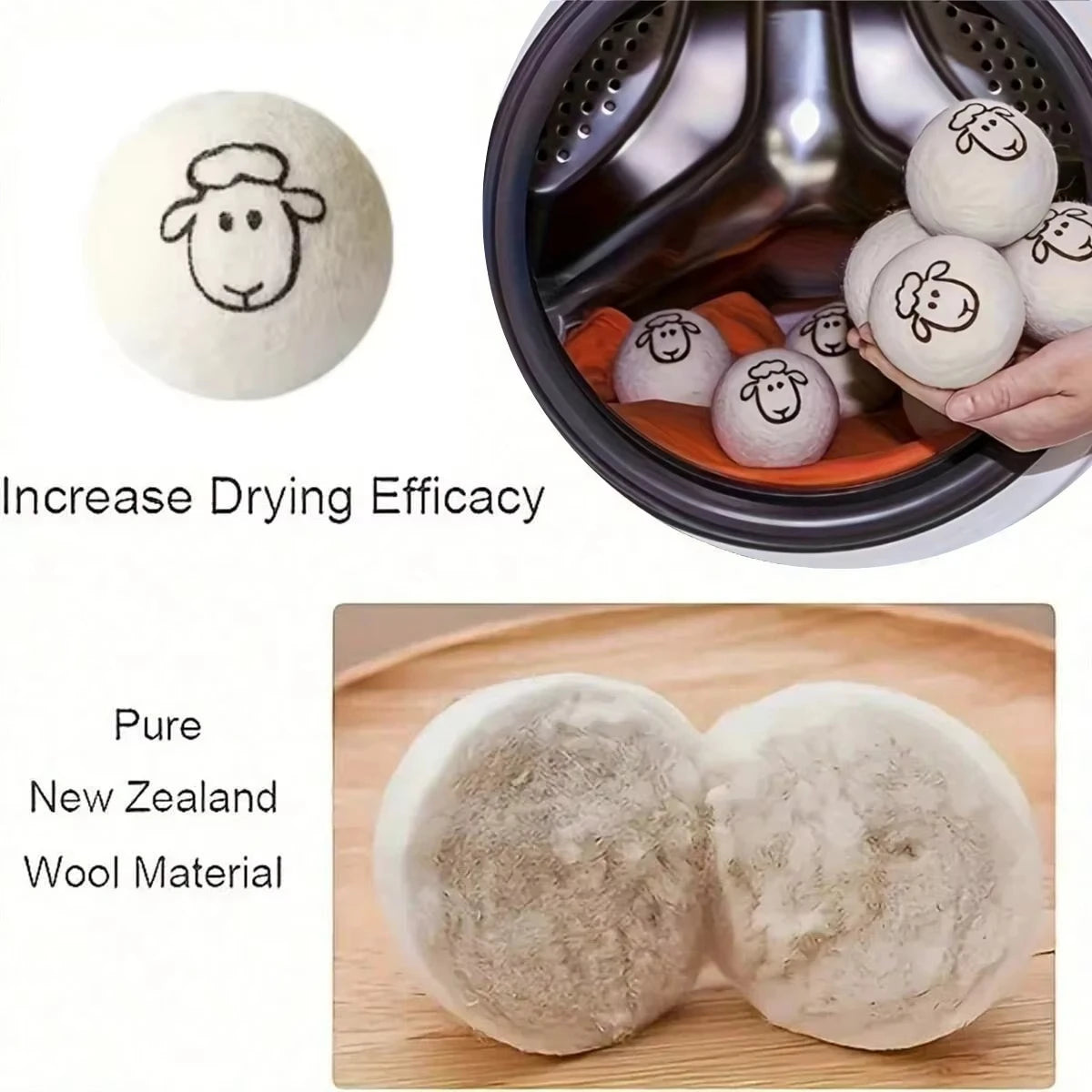 Reusable Wool Dryer Balls Laundry Softener and Quick Dry Laundry Tool - 9