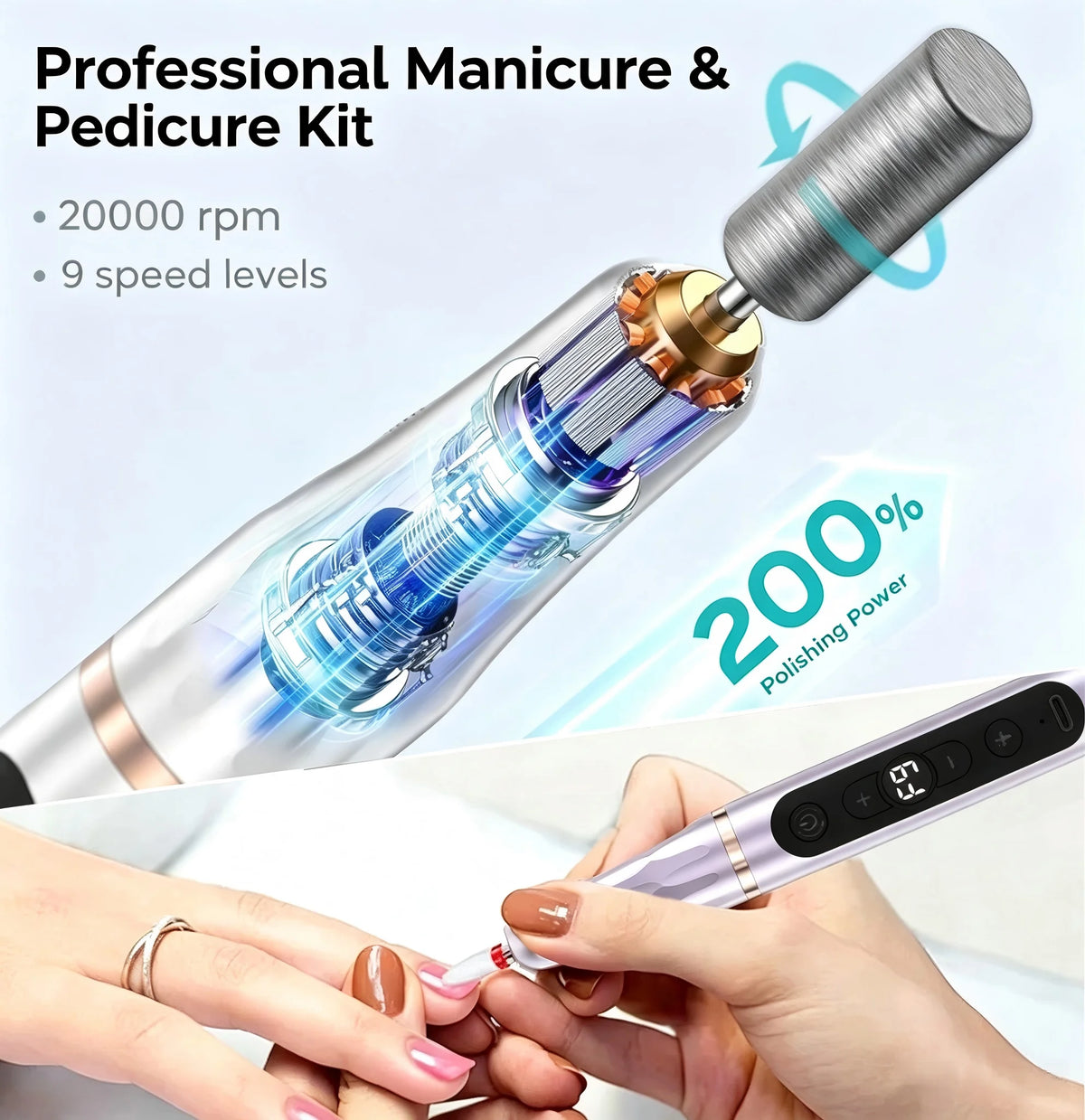 Electric Nail File 12 in 1 Cordless Manicure And Pedicure Kit