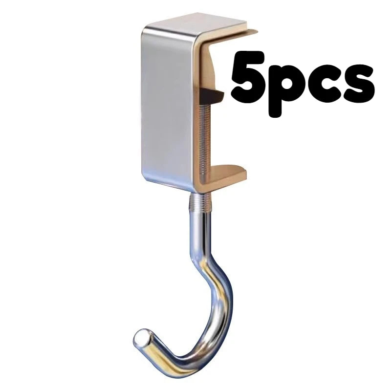 5 Pack Adjustable Desk Hooks Heavy Duty Metal Table Edge Hanger Holder - 13