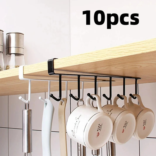 Under Cabinet Mug Holder 6 Hook Kitchen Storage Rack Organizer Hanger