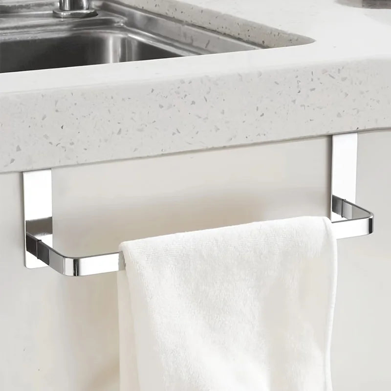 Over Cabinet Towel Rack Stainless Steel Bathroom Kitchen Storage Hanger - 8