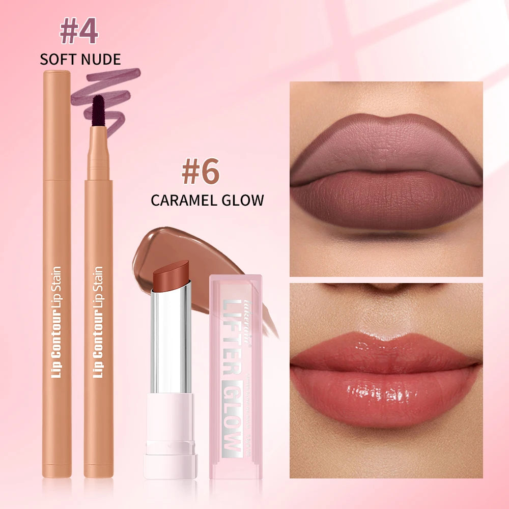 Lip Liner Pencil & Moisturizing Lip Balm Makeup Kit - 10
