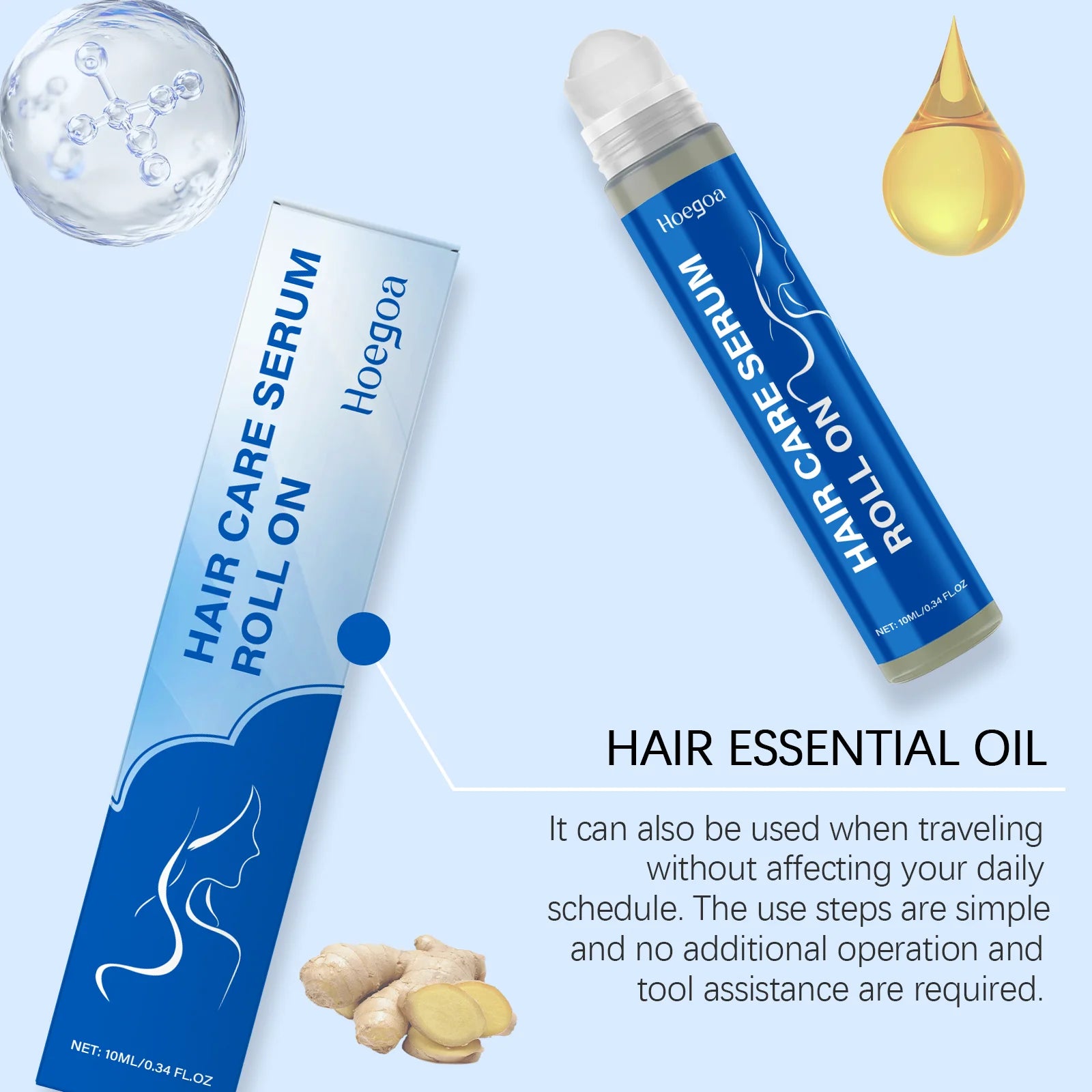 Rosemary Hair Growth Serum Roll-on Scalp Nourishing Hair Roller - 9