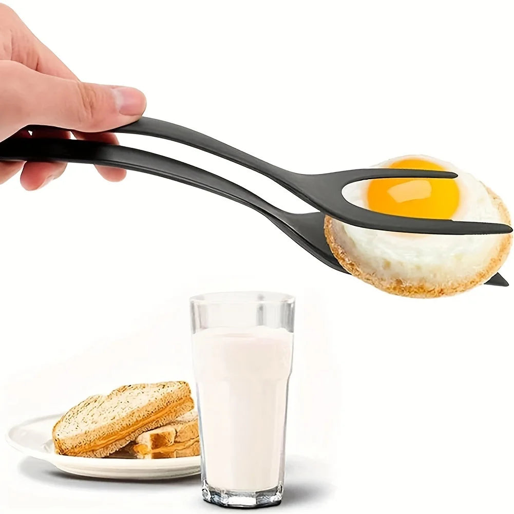 2 in 1 Silicone Spatula Tongs Non Stick Egg Flipper and Kitchen Tool - 4