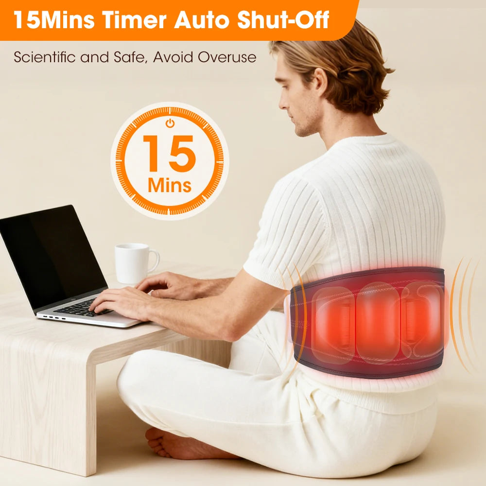 Cordless Back Massager Belt Heated Waist Wrap - 12