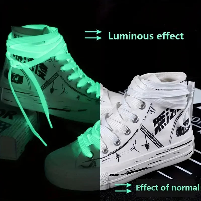 Glow in the Dark Flat Shoelaces Luminous Reflective Sneaker Strings - 1