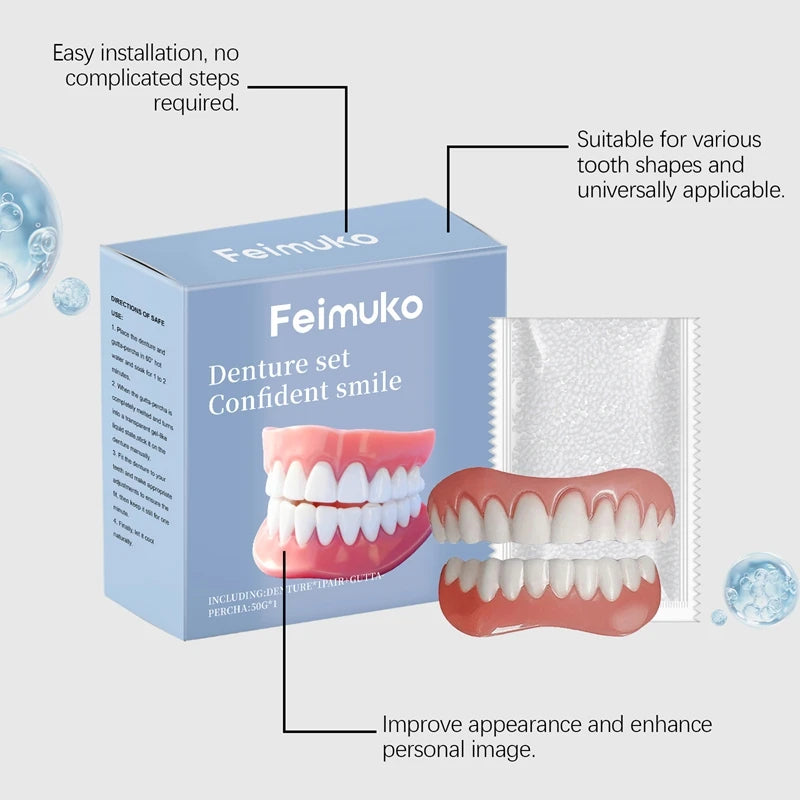 Silicone Temporary Dentures Full Set Fake Teeth - 14