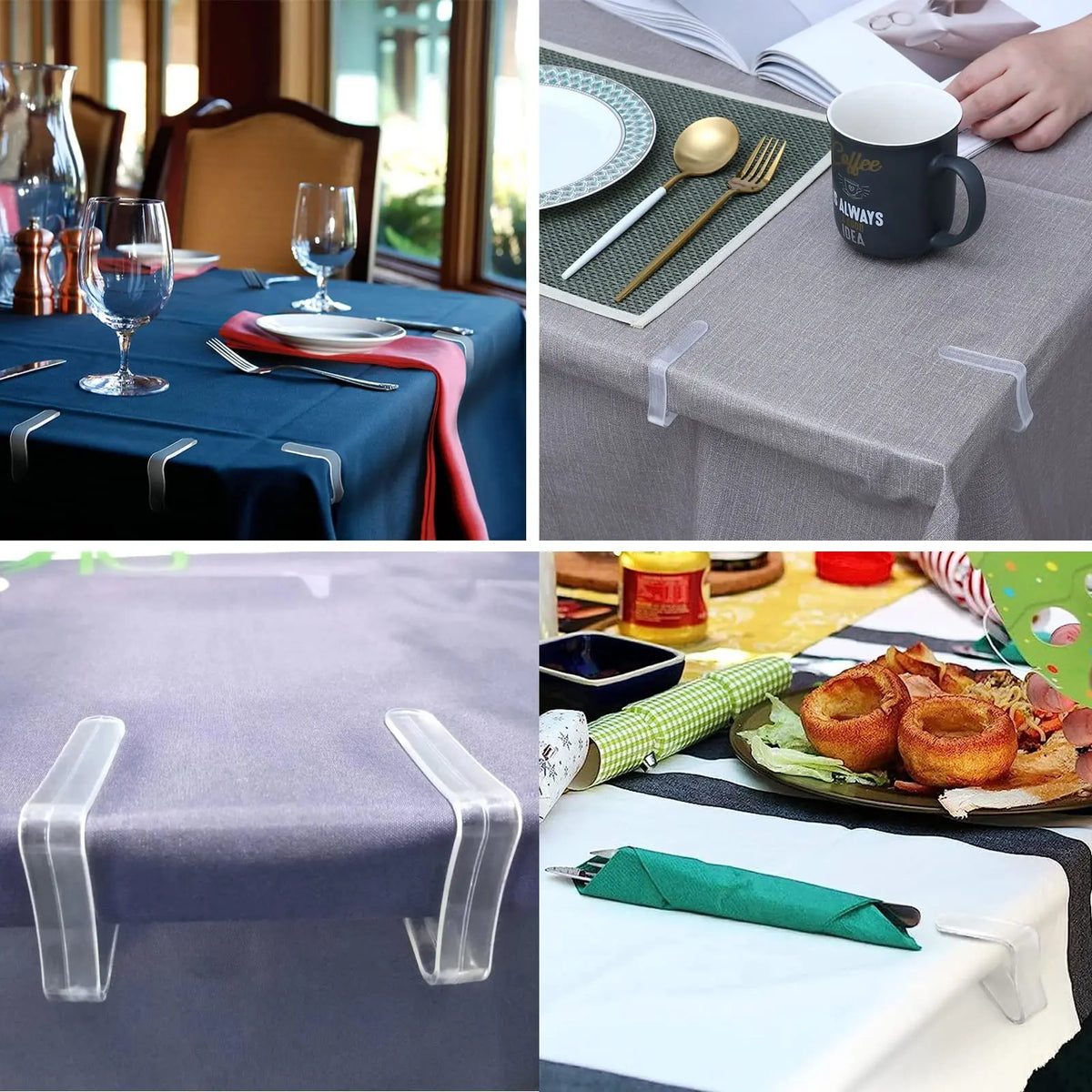 Clear Tablecloth Clips Anti Slip Table Cover Holder Set 6 12 24 Pack