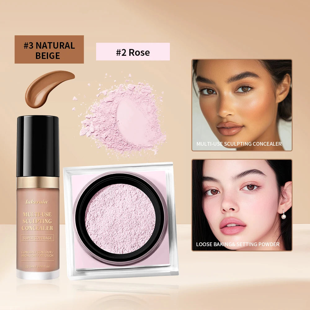 Face Makeup Set Concealer and Loose Setting Powder Matte Cosmetics