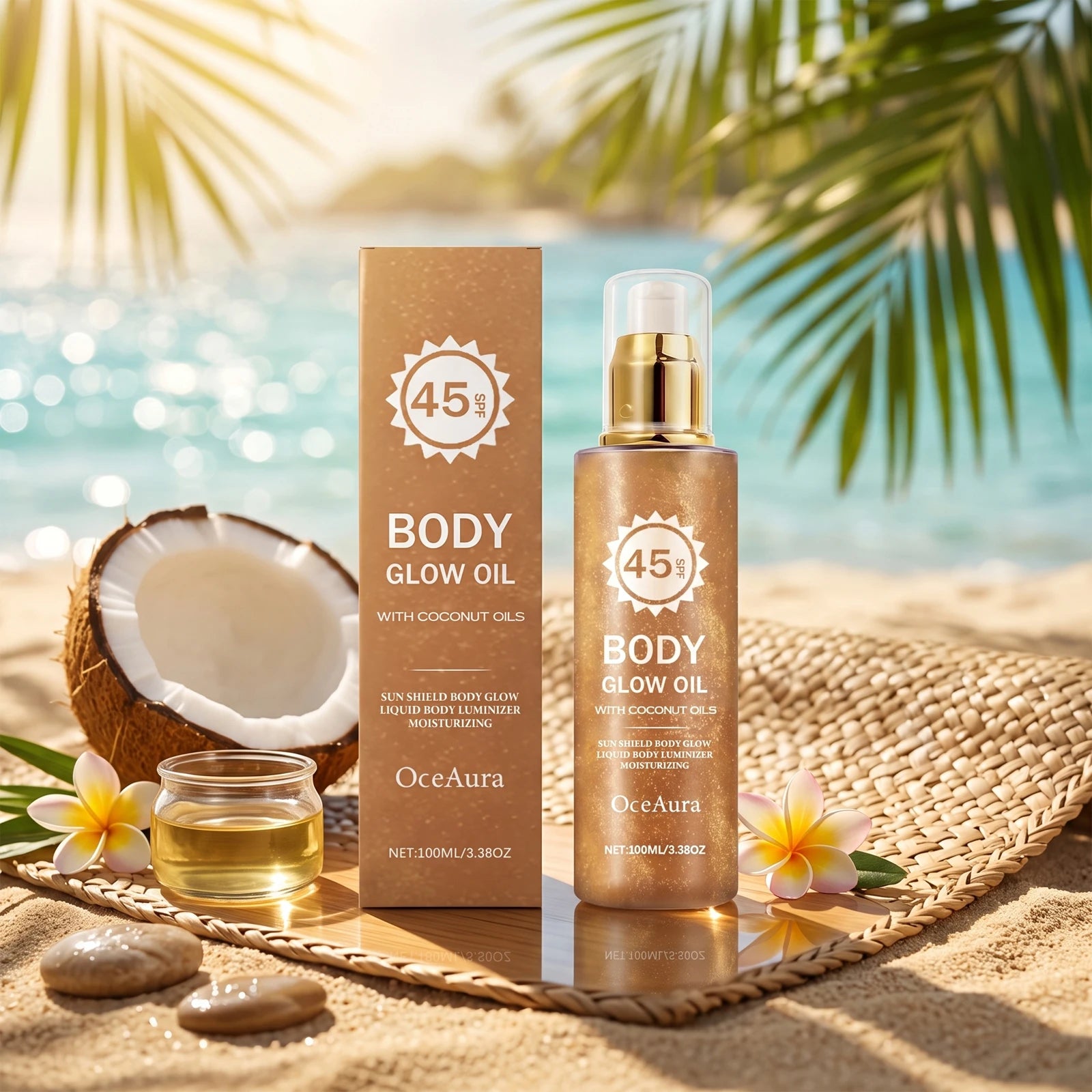 Glowing Body Oil SPF 45 Coconut Sun Shield Moisturizer - 5