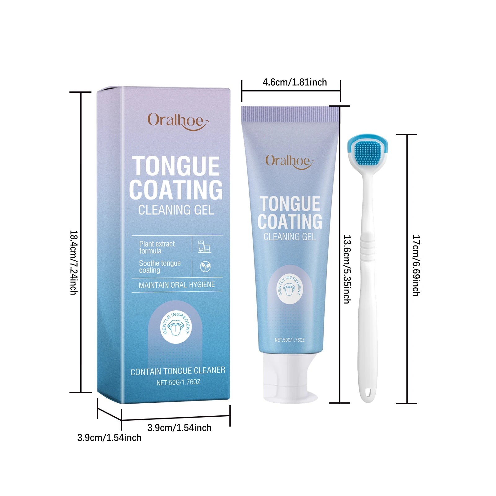 Tongue Cleaner Gel And Scraper Fresh Breath Oral Care Set - 8