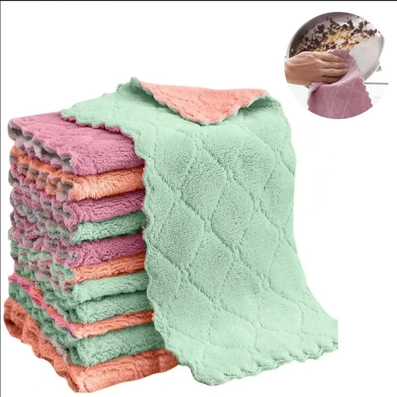 Microfiber Kitchen Cleaning Cloths - Nonstick Oil Absorbent Dish Towels - 2