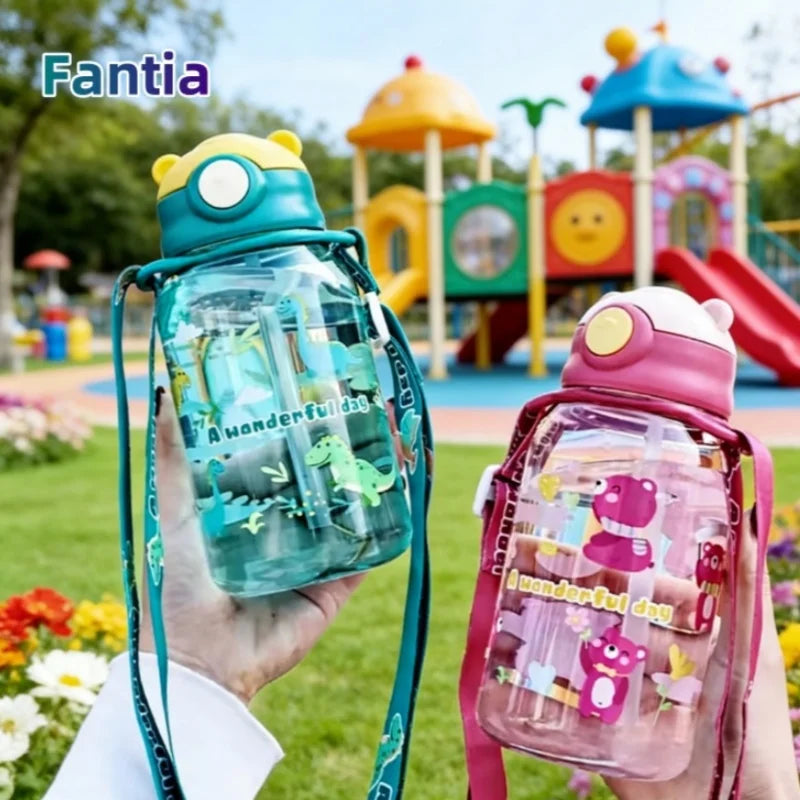 Fantia 650ml Kids Water Bottle with Straw BPA Free Leakproof Cup