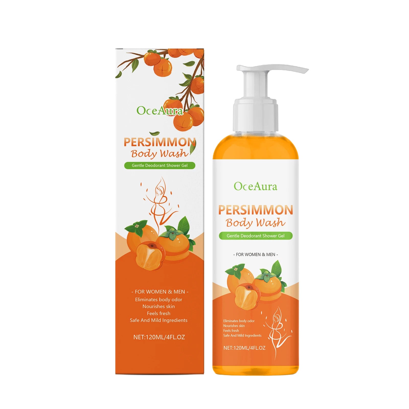 Persimmon Body Wash Exfoliating Oil Control Shower Gel Odor Remover - 16