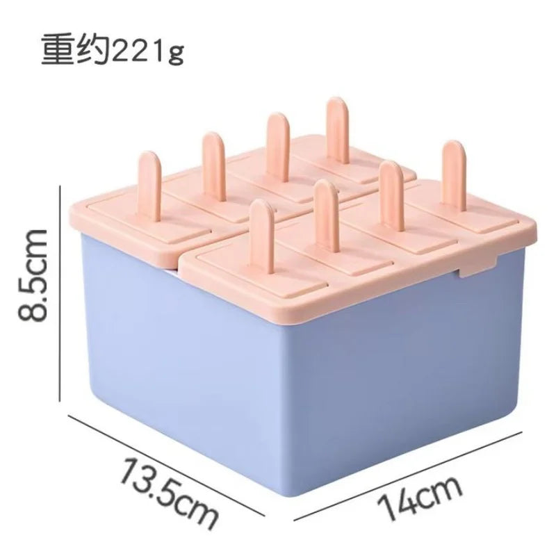 Reusable Popsicle Mold Set Homemade Ice Cream Maker with Lid - 8