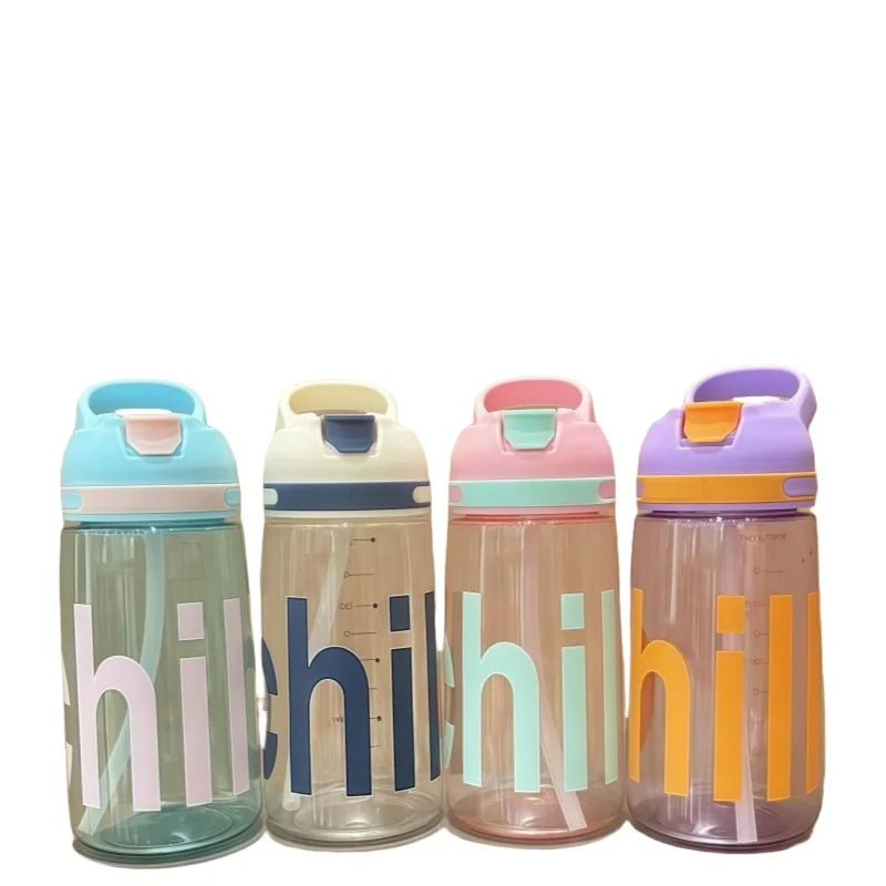 450ml Sports Water Bottle Leak Proof Portable Straw Drinking Cup
