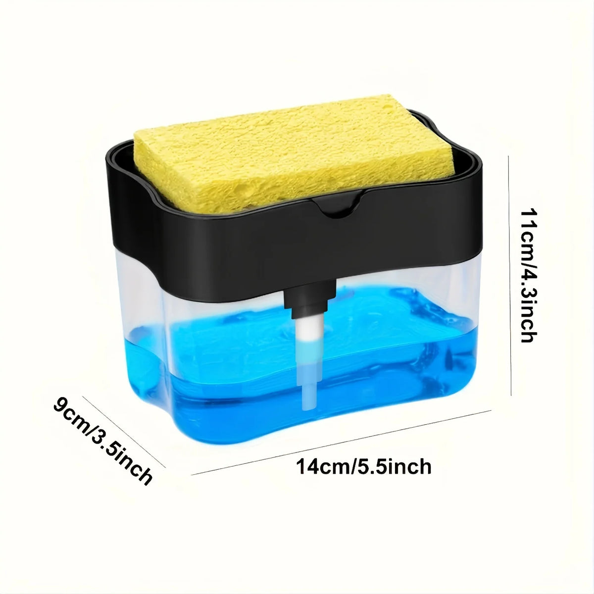 Soap Dispenser with Sponge Holder Manual Press Kitchen Dishwashing Pump