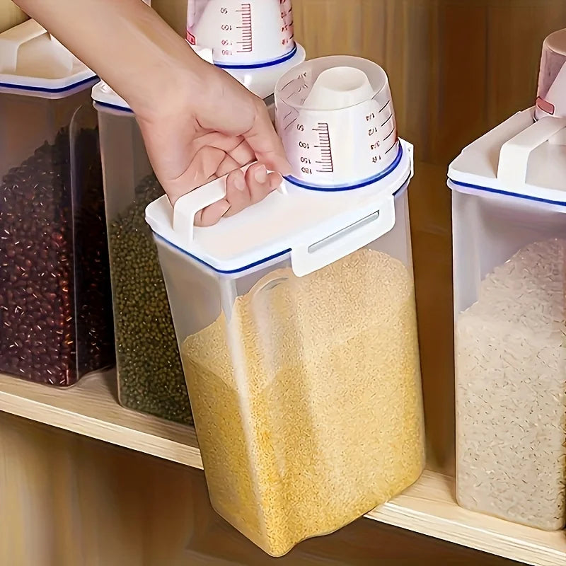 4 Pack Airtight Rice Storage Container Set with Measuring Cup Dispenser